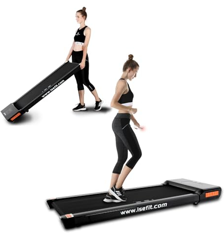 ISE Tapis de Marche Electrique Moteur 500W, Tapis de Course Electrique 6KM/H, Tapis de Course Large, Tapis Roulant Sport Fitness, Écran LCD&Télécommande, Treadmill&Walking Pad Ultra Slim et Silencieux