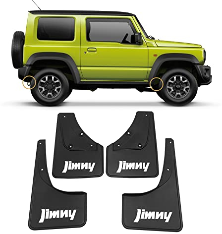 4 Stück Auto Schmutzfänger Spritzschutz Vorne und Hinten Fender Kompatibel mit Suzuki Jimny 2019-2021 (schwarz mit Logo)
