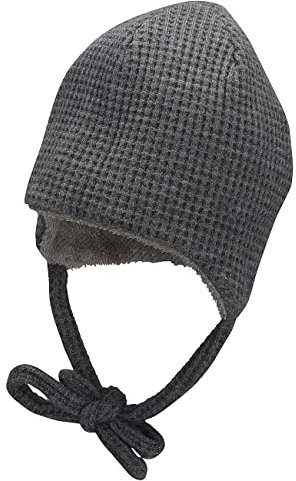 Sterntaler Baby Jungen Beanie Baby Beanie Waffeloptik Mütze - Beanie Baby, Kinderbeanie - aus Viskose mit Bindeband - rauchgrau, 39