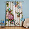 Michorinee Gardinen Blickdicht Vorhang Blumen Vögel Muster Vintage Verdunkelungsvorhang mit Ösen Landhausstil Polyester Ösenschal für Wohnzimmer Fenster 2 Stücke 210 × 132cm (H × B)