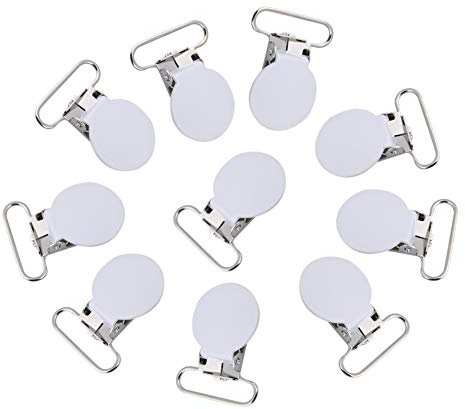 10 Stück 25 Mm Hosenträger-Clips, Runde Hosenträger-Hosenträger, Schnullerband-Halter, Clip, Schnuller-Clips, DIY-Zubehör(Weiß)
