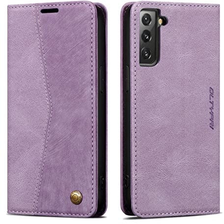 QLTYPRI Wallet Case for Samsung Galaxy S21 FE, Vintage PU Leather Folio Case with Card Slots Kickstand Magnetic Closure Shockproof Flip Phone Cover for Samsung Galaxy S21 FE 5G - Purple