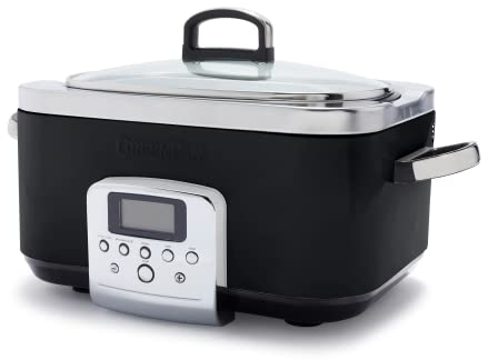 GreenPan Elite 8-in-1 Programmable 6L Electric Slow Cooker, Dishwasher Safe Lid & Removable Crock, PFAS-Free Healthy Ceramic Non-Stick Multi-Cooker, Sear, Sauté/Brown, Steam Basket, Roast, Black