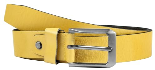 LEONARDO VERRELLI Damen-Gürtel Leder verschiedene Farben kürzbar 85-125 cm 3100097-3100104 (Gelb, Bundweite: 95 cm - Gesamtlänge: 110 cm)