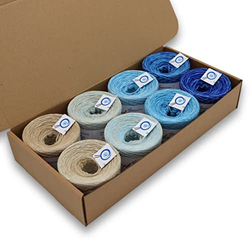 Farbverlaufsgarn, Wunderkiste 3-fädig 2.000m, (8 X 250m) 400g, BOBBEL Farbverlaufsgarn zum Stricken und Häkeln, Garn, Wolle, Yarn for knitting and crocheting (WU0081)