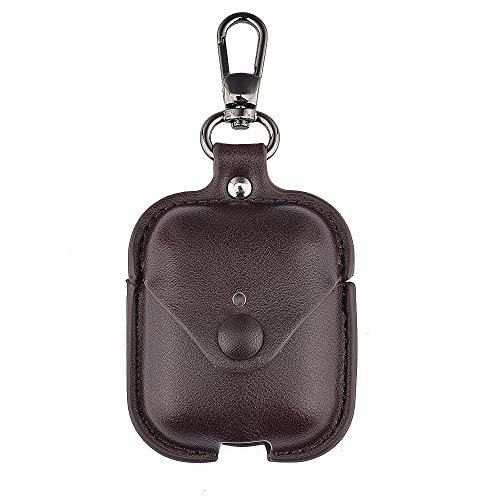 CasurvivePro Fundas para auriculares para AirPods, fundas de piel sintética con mosquetón para Apple AirPods de 2ª generación 1ª generación