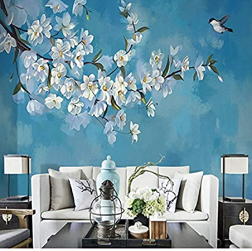 Benutzerdefinierte Anpassung Wandmalereien 3D-Stil Wandbild Lotus Blume Vogel Schmetterling Moderne einfache Hinter Wanddekoration fototapete 3d Tapete effekt Vlies wandbild Schlafzimmer-400cm×280cm