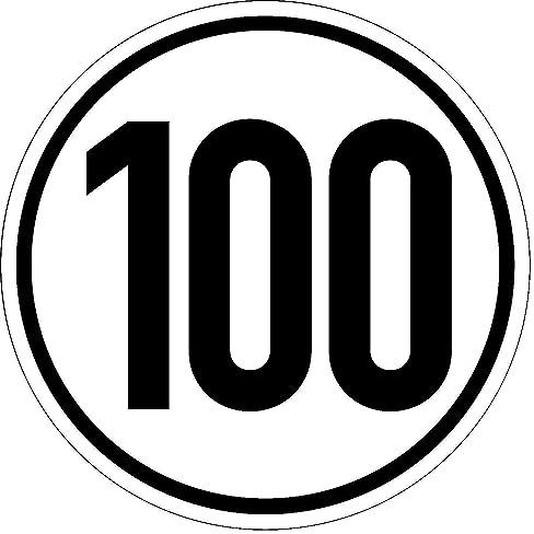 WildeBabsKLBT 20cm 2Stück Hochwertige Schild Aufkleber-Folie Sticker Decal 100-kmh Geschwindigkeitsschild max. Geschwindigkeit StVZO §58.SVG 20mm DIN-1451 VZ 274-100 S758
