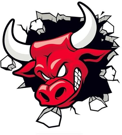 AeRko Adesivo in PVC con personalità Red Angry Bull impermeabile per auto su moto laptop accessori decorativi (dimensioni: 2 pezzi)