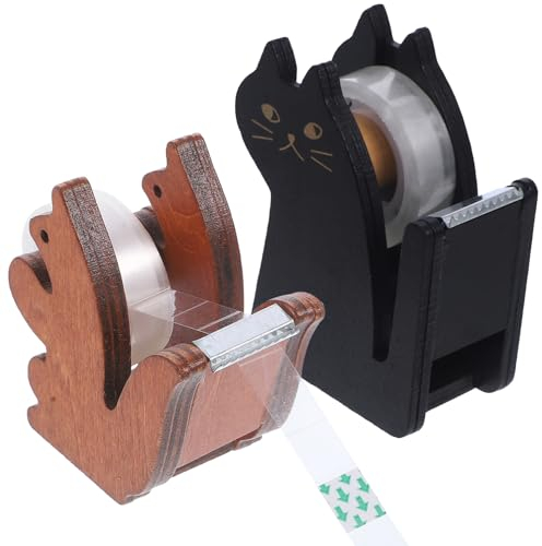 Lurrose 2st Desktop-bandspender Desktop-klebebandabroller Tier-klebebandabroller Klebebandabroller Für Das Heimbüro Abdeckbandspender Bandschneider Kleiner Handlich Holz Lagerregal Kind