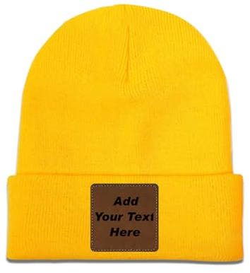 Personalisierbare gestrickte Mütze mit Lasergravur - Einzigartiger Style und individueller Schriftzug Quadrat Strickmütze mit individuellem Text