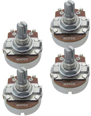 FLEOR 8 Stück A500K B500K Potentiometer in voller Größe Gitarre Tone Volume Regler mit Bajonett L15mm kurze gerändelte geteilte Welle (Satz von 4A4B)