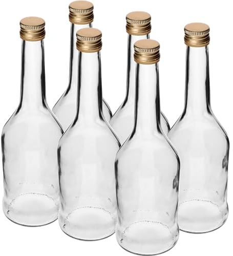 lilawelt24 6 x Leere Glasflaschen Zum Befüllen 500 ml| Likörflaschen |Essig-Öl Flaschen | Schnapsflaschen |Karaffe