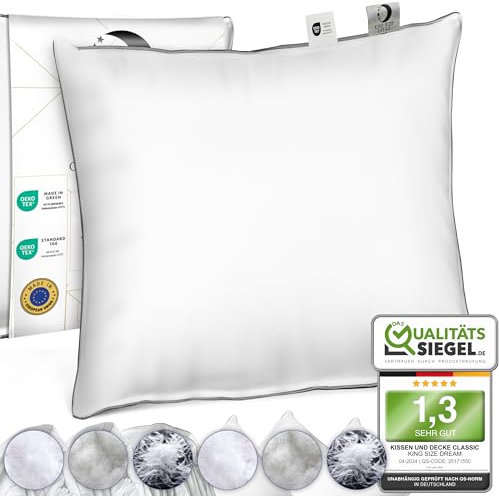 KING SIZE DREAM Kopfkissen Konfigurator - Classic Hotel Kissen 80x80 |Für Seiten & Rücken-Schläfer -Anti-Allergisch/Größe wählbar | Kissen & Pillow | 4 Jahreszeiten Schlafkissen