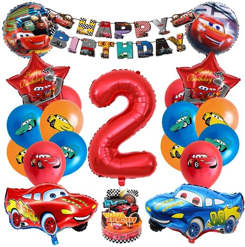 Cars Geburtstagsdeko 2 Jahre, Cars Luftballon Geburtstag, Folienballon Auto, Happy Birthday Banner, Geburtstag Deko Set, Kuchendekoration