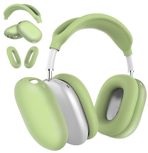 MyGadget Zubehör Set kompatibel mit Apple Airpods Max [3 in 1] - 1x Kopfband Abdeckung | 2X Ohrpolster jeweils für Innen & Außen - Silikon Hüllen in Grün