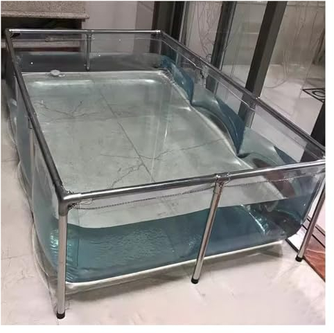 PHLEPS Transparenter PVC-Pool Über Dem Boden, Segeltuch-Fischteichbecken Mit Metallhalterung, Großes Faltaquarium, Kinderbecken, Aquarium for Koi-Kultur, Landwirtschaftliche Bewässerung (Color : Clea