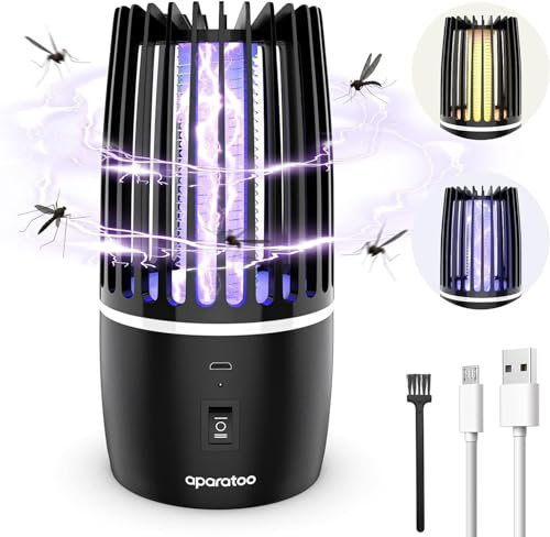 Lampe Anti Moustique, 360 ° UV Électrique Anti Moustique, 2 en 1 Tueur d'Insectes Électrique Lampe Rechargeable Sûr et Efficace pour Intérieur Extérieur Jardin Terrasse Camping