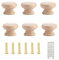 GMHLLES Wooden Drawer Knobs, 6 Pcs Round Mushroom Handles with Screws Natural Solid Wood Cupboard Knobs for Kitchen Office Furniture (35mm)