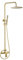 VALAZ Columna Ducha Monomando Oro Mate | Mezclador Agua Fría y Caliente, Ahorro de Agua | Instalación Fácil y Rápida | Inoxidable, Rociador Ovalado, Longitud 80-120 cm, Rociador 20 cm, Serie Turia