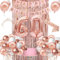 60th Birthday Decorations Women, Rose Gold 60 Birthday Party Decorations for Women, Happ Birthday Banner, Crown, Sash, Cake Topper and Number Balloon, 60th Bir-thday Gifts Decor