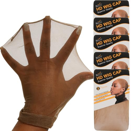 BEEOS Dunkelbraune, hautähnliche HD-Perückenkappe für Damen, 10 Stück, unsichtbar, ultradünn, dehnbar, Strumpfkappen für Lace-Front-Perücken
