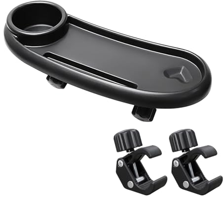 POHOVE Stroller Snack Tray with Cup Holder,Universal Pram Food Tray with Adjustable Buckle,Pram Food Tray Removable,Reusable Stroller Snacks Holder,for Pram accessories Pushchair