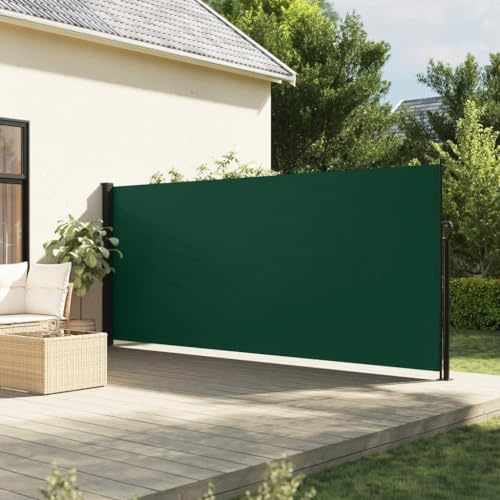 Homgoday Toldo lateral extensible, opaco, protección solar, estor lateral para jardín, balcón y terraza, color verde oscuro, 180 x 600 cm
