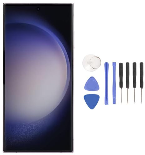 per S23 Ultra 5G SM S918B Versione Internazionale UE Schermo AMOLED da 6,8 Pollici Gruppo Touch con Cornice Dimensioni Originali e Funzione di Impronta Digitale, (Purple)