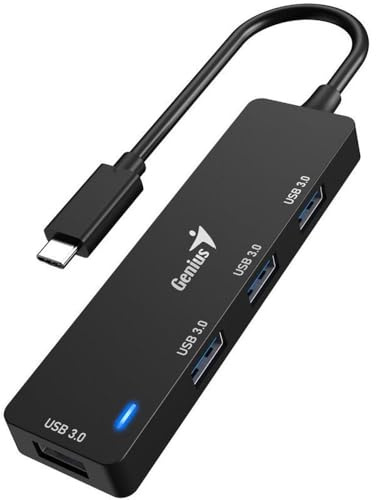Genius 4 Port USB-C Hub, 4 x USB 3.0 Type-A (F) Ports, Plug and Play Installation