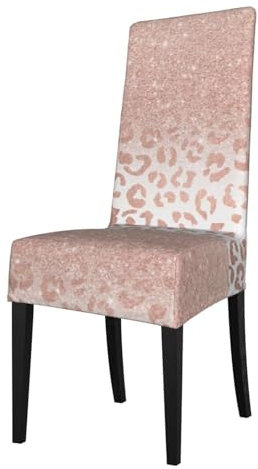 Amrole Stretchy Chair Slipcovers Rose Gold Glitter Dining Chair Protector Cover Chair Seat Covers For Home Restaurant Party Dining Room