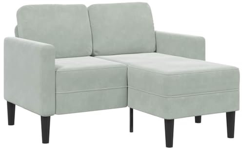 vidaXL 2-Sitzer-Sofa mit Chaiselongue L-Form Hellgrau 125 cm Samt, 2-Sitzer-Sofa für Schlafzimmer