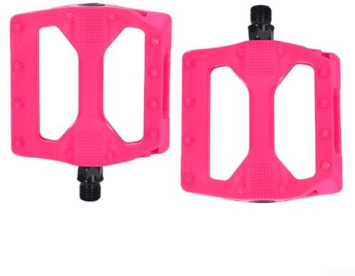 DAZZLEEX Pedali per mountain bike, pedali per mountain bike in plastica e nylon, pedali per bici da strada con cuscinetto DU, pedali riflettenti (rosa)