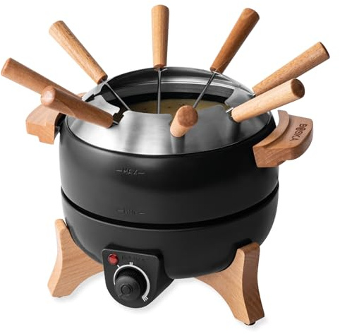 Boska Electric Fondue Set Party 2.3 Quart - Electric Fondue - for Cheese Fondue, Chocolate Fondue, Hotpot - Temperature Control - 2.4 Quart - Fondue Device