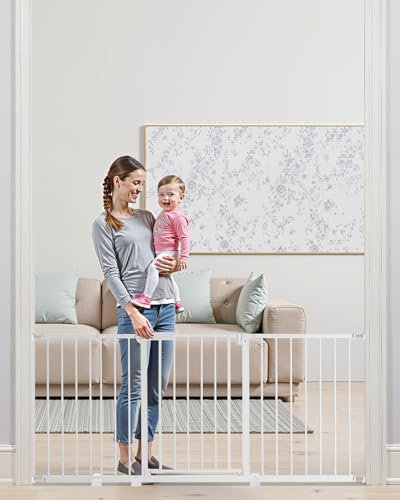 VEVOR Babygitter Hundegitter Trenngitter mit Verstellbarer Breite (154-161 cm), Treppenschutzgitter für die Sicherheit von Kindern & Haustieren, Einhandöffnung, für Treppen und Türen, schwarz