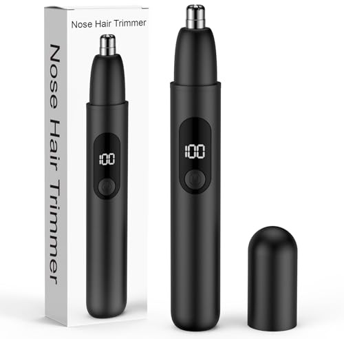 Nose Hair Trimmer, Rechargeable Cordless Painless Ear Eyebrow Trimming Tool Dual Edge Blades Razor Easy Cleansing with LED Light for Man Woman