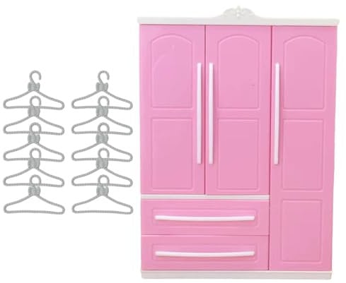 TTETTZ Puppenschrank mit Öffnung, Geschenk für Kinder, Weihnachtsüberraschung, inklusive 10 Kleiderbügel, Style B