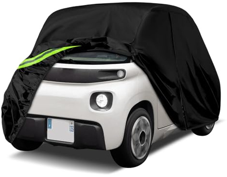 Vollgarage Autoabdeckung Ersatz für Citroen Ami/FIAT Topolino 2020-2024 | Autogarage Wasserdicht Ersatz für Opel Rocks-e/Electric, Abdeckplane Atmungsaktive Reflexionsstreifen, Sonne, Staub & Wetter
