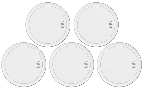 ABUS Funk-Rauchmelder Prefira Connect, 5er Set - Q-Label zertifizierter, vernetzbarer Rauchwarnmelder mit 10-Jahres-Batterie und Fehlalarmreduzierung - Klebemontage und Magnethalterung
