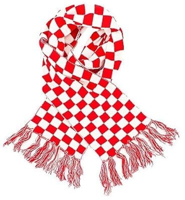 Karneval Schal Rot-Weiß Kariert – Fransenschal im Köln Schachbrett-Look – Weiches Kostüm-Accessoire für Fasching, Mottopartys & Fußball-Fans