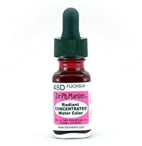 Dr. Ph. Martin's Radiant Concentrated Water Color (48D) Watercolor Bottle, 0.5 oz, Fuchsia, 1 Bottle