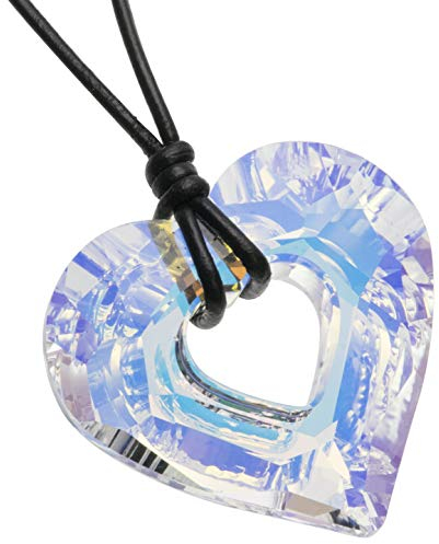 Cristales de Swarovski transparente AB Miss U corazón colgante de cristal collar de gargantilla (piel, 14  – 24