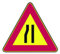 SEGNALE STRADALE CARTELLO triangolare STRETTOIA A SINISTRA LATO 90 CM.