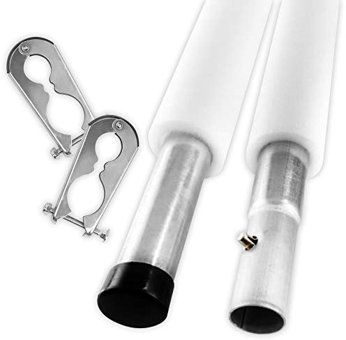 12FT Trampoline Poles Replacement - Trampoline safety poles, with foam and clips - Enhanced Safety and Stability - Steel Tube Poles with Screws Enclosure Clamps (Pair)