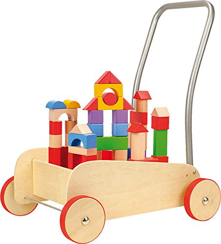 small foot Lauflernwagen Bausteine aus Holz, Laufhilfe für Kleinkinder, inkl. 51 Bauklötze, ab 12 Monaten, 4236 Toys