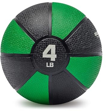 Amazon Basics Weighted Medicine Ball for Core Strength, Strength Training, Full-Body Workouts and Balance Exercises, 4 Pounds, Green/Black
