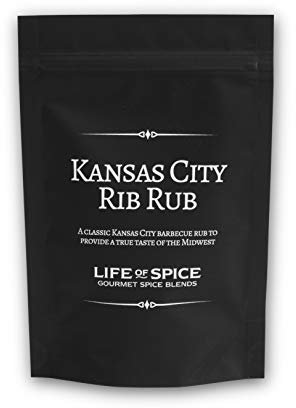 Life of Spice Kansas City Rib Rub | Superb American BBQ Rub for Meat, Fish and Veg | 60g Pack with Recipe Card | Paprika, Garlic, Mustard and Ancho | Great Barbecue Rub for Pulled Pork & Ribs