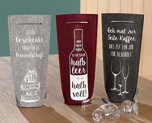 GILDE Filz Weinflaschen Tasche L 11 x B 19 x H 40 cm hellgrau