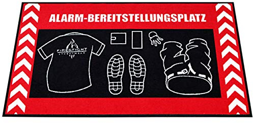Der Alarmbereitstellungsplatz Feuerwehr Bettvorleger als Wohnaccessoire für freiwillige Feuerwehrleute