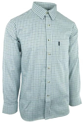 Hazy Blue | Mens Long Sleeve Country Casual Check Outdoor Linen Winter Cotton Farming Shooting Fishing Hiking Walking Shirt (S, Tattersall Blue)